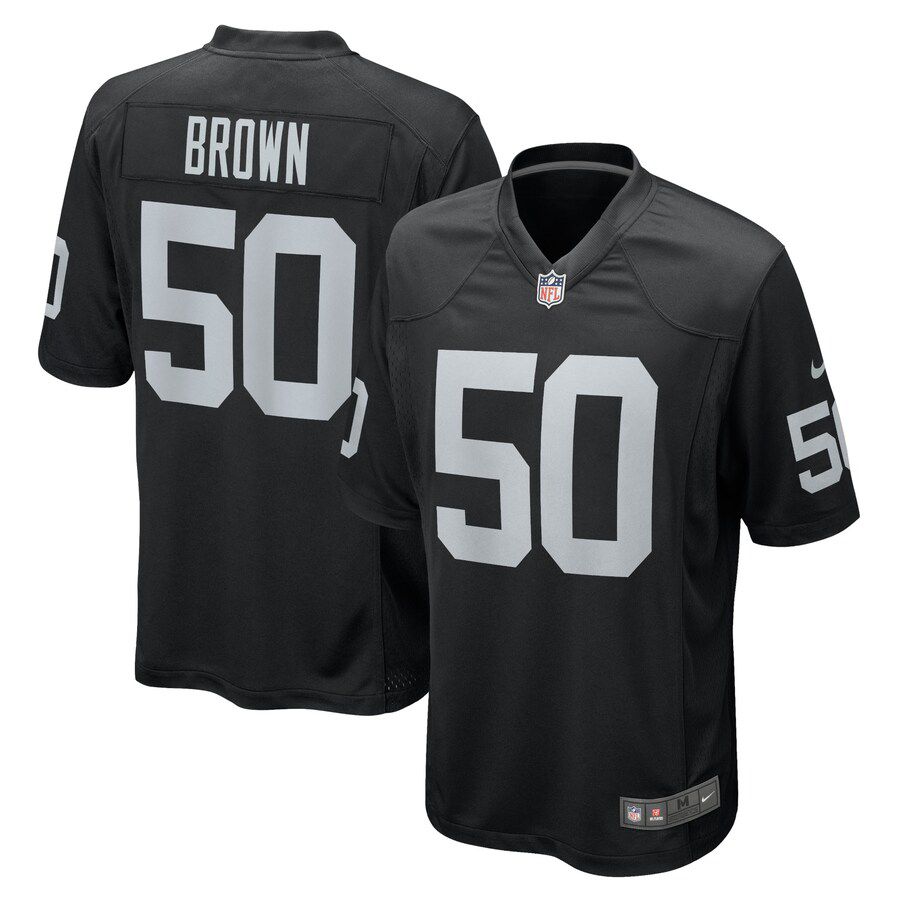 Men Las Vegas Raiders #50 Jayon Brown Nike Black Game NFL Jersey